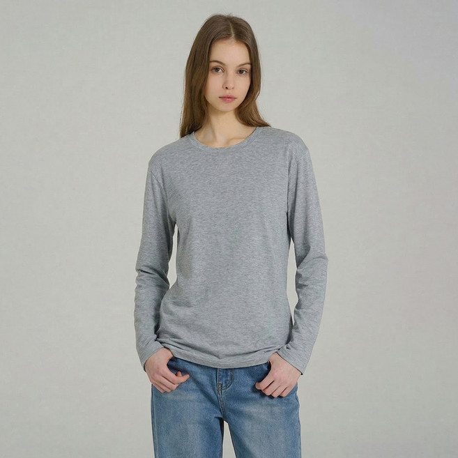 에이비플러스 여성용 코디하기 쉬운 베이직 긴팔 티셔츠 LSA5MK42G