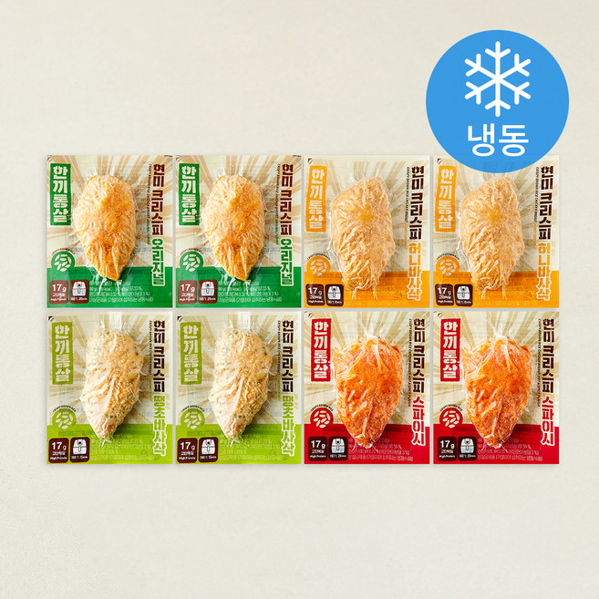 한끼통살 현미 크리스피 닭가슴살 90g x 4종 x 2개입 세트 (냉동), 1세트