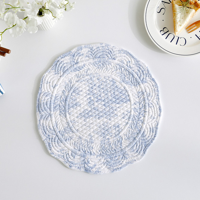 모던하우스 라피니라 모던 퀼트 테이블매트, 1개, D35, 블루 뜨왈