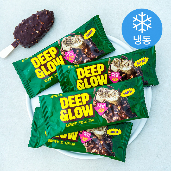 딥앤로우 저당 크런치커피바 (냉동), 1개, 4개입, 90ml