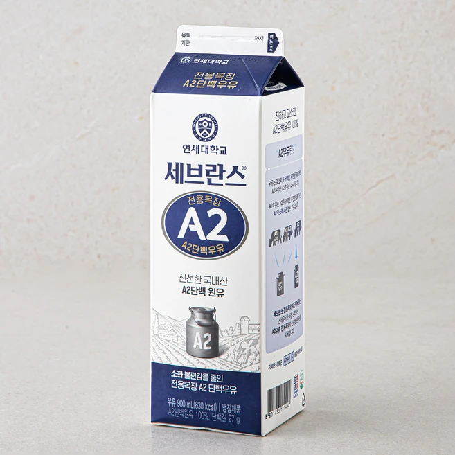 세브란스 연세대학교 전용목장 A2 단백 우유, 900ml, 1개 - 쿠팡
