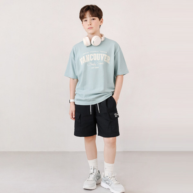 나나주니 아동용 라운드넥 밴쿠버 유니크 5부 바지 + 반팔 티셔츠 세트
