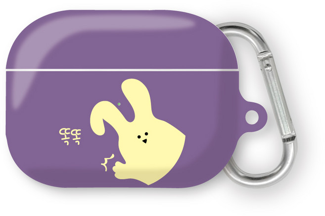 프루그나 토끼입니다 에어팟 3세대 케이스 + 카라비너, 퍼플(케이스), 1개
