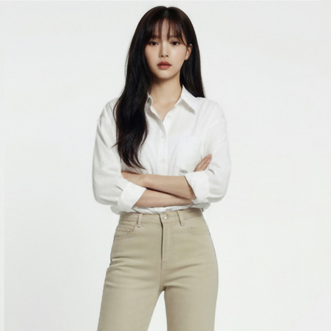 페이퍼먼츠 여성용 사일리 뒷트임 루즈핏 카라 셔츠 13905