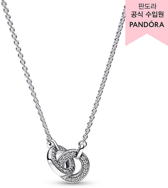 PANDORA 潘多拉 女款 經典交織密鑲墜飾項鍊 392736C01