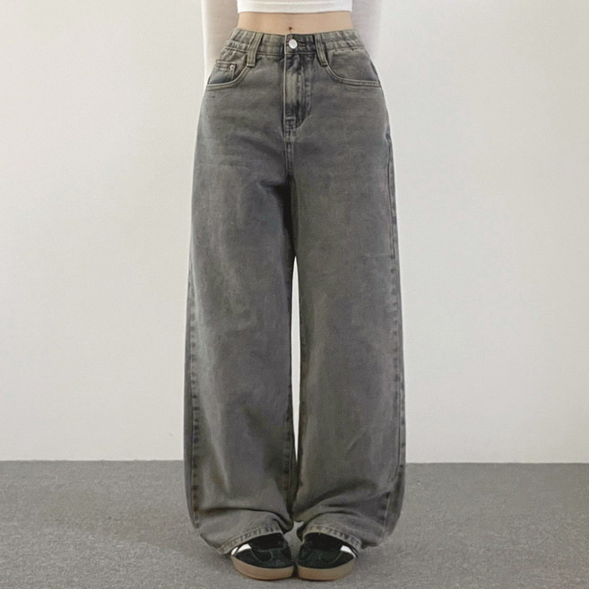 위드후이린 여성용 숏/베이직/롱 기장 벤티 일자 세미 와이드 청바지