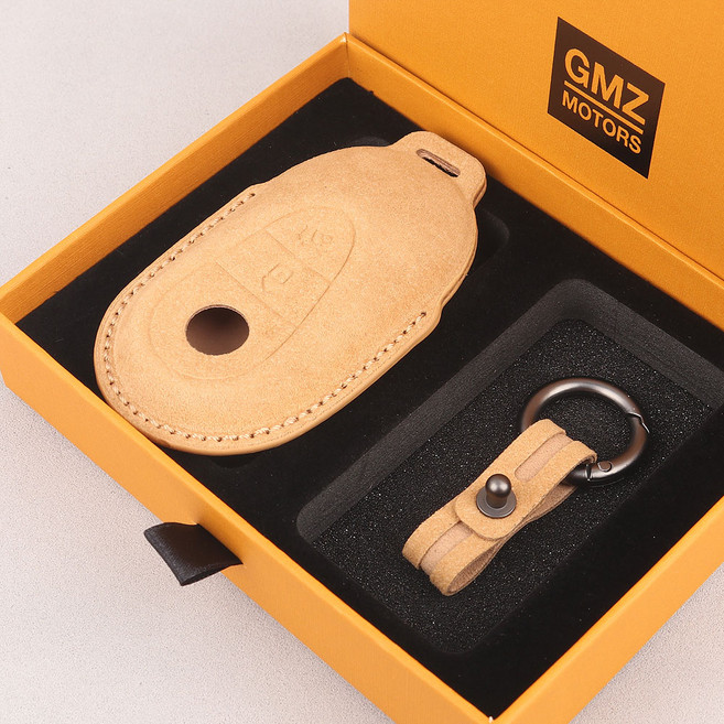 지엠지모터스 차 키케이스 자동차 가죽 스마트 호환 키케이스 알칸타라, 베이지, 벤츠 3버튼 BZ03