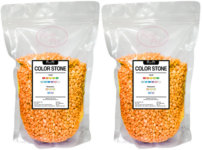 로라펫 수족관 장식 형광 스톤 파우치, 형광 주황, 2개