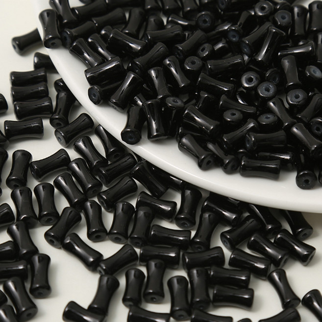 allode 竹管圓珠 DIY 串珠 12 x 6 mm 50入, 10 黑色, 2個