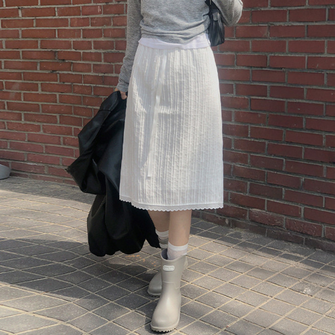 바닐라민트 여성용 레이스 미디 스커트