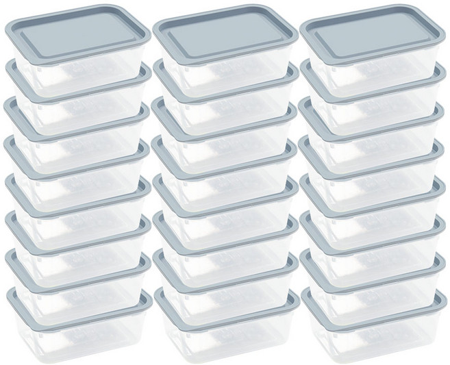 가쯔 심플쿡 냉동밥 도시락통 사각 전자렌지 용기 라이트그레이, 24개, 400ml