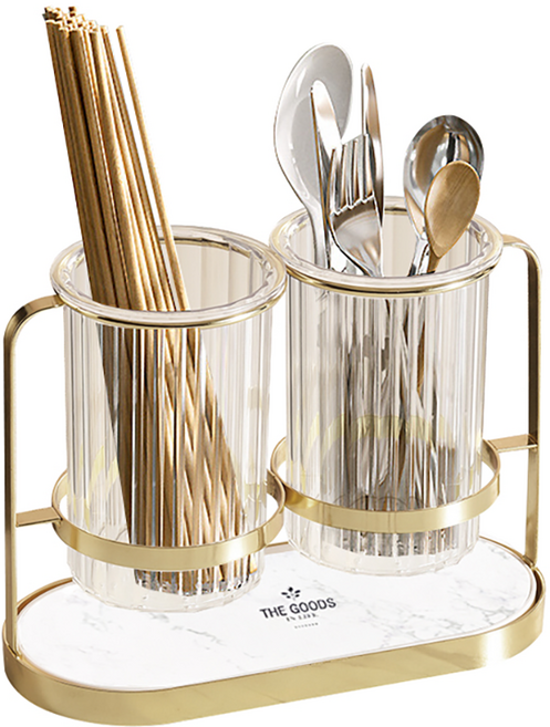 GOODLIVING 現代風雙格珪藻土瀝水餐具筒, 1組, 白色