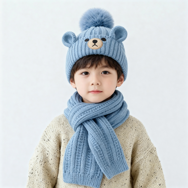 비단길 투베어 방한 모자 + 목도리 세트
