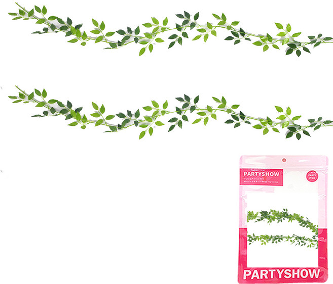 PARTYSHOW 尤加利葉藤蔓掛飾 (橢圓葉) 1.8公尺 2入組, 綠色, 2個
