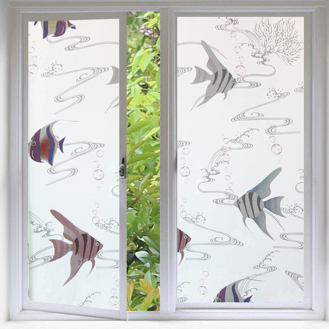 ROI라이프 빛은 통과하고 시선은 차단하는 프라이버시 유리 시트지, 열대어