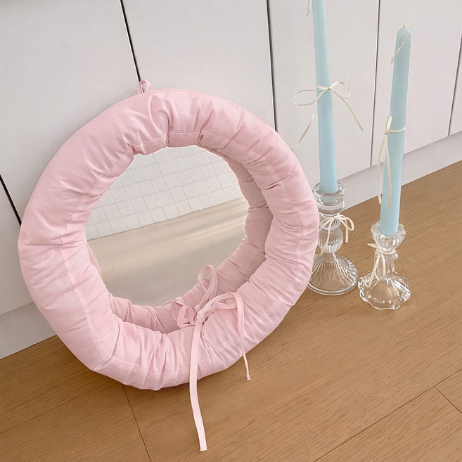 더플로우커머스 모드플러스 클라우드 패디드 링 벽걸이 홈데코 아크릴 미러, 핑크