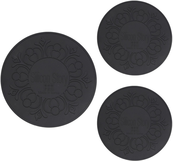 실리콘스토리 국내 제조 인덕션 커버 대 + 소 2p, 블랙, 1세트