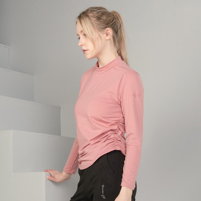 여성용 기모 스트레치 셔링 스포츠 티셔츠