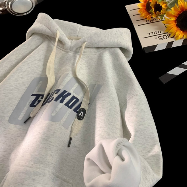 엘쏘 남녀공용 레터링 데일리 캐주얼 기모 후드티