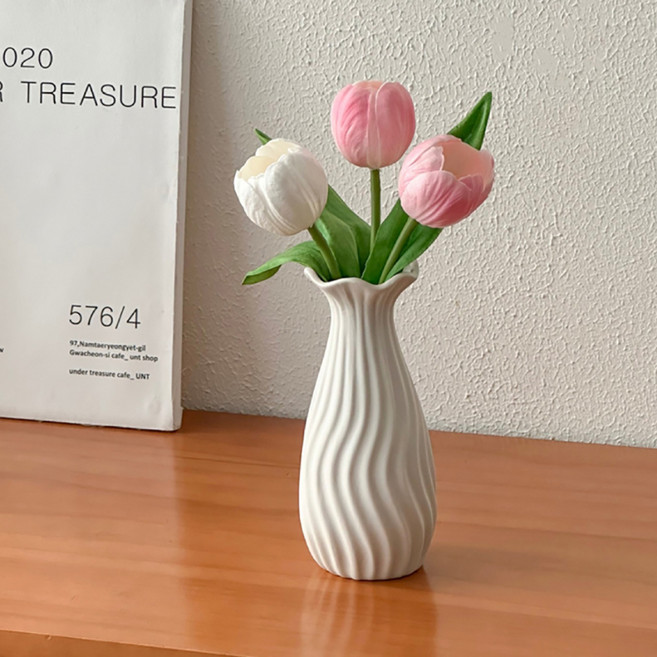 소유공간 웨이브라인 화병 + 조화 세트 S261-0031, 믹스