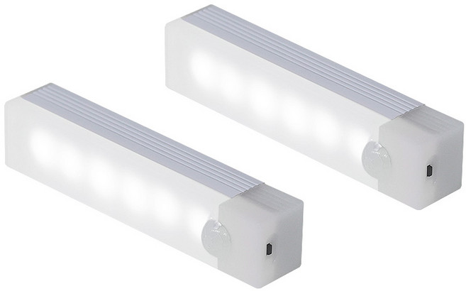 21세기트랜드 C타입 충전식 밝기조절 사각 센서 라이트 10cm, 백색등, 2개