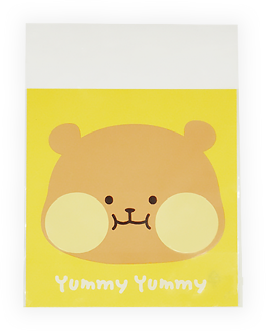 도나앤데코 오물오물 냠냠 opp 접착 봉투, 곰돌이(노랑), 100개