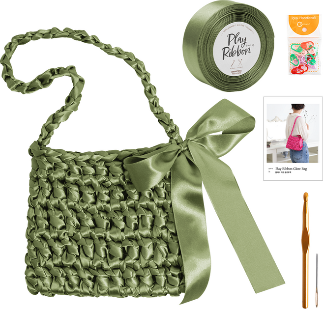 yarna 플레이 리본 글로우백 DIY 세트, 11 소프트카키, 1세트