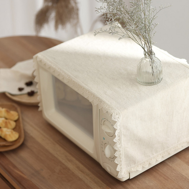 벨라이프 레이스 주방 인테리어 다용도 패브릭 전자레인지커버, 내츄럴