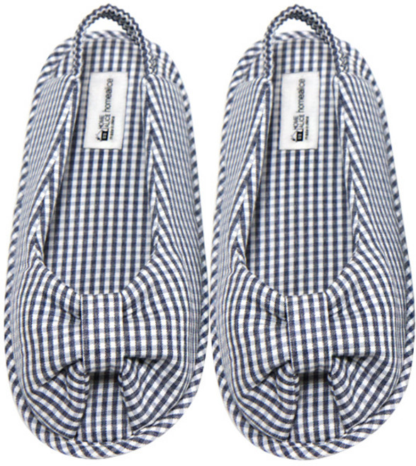 홈앨리스 체크 앞트임 덧신, 네이비, 1개