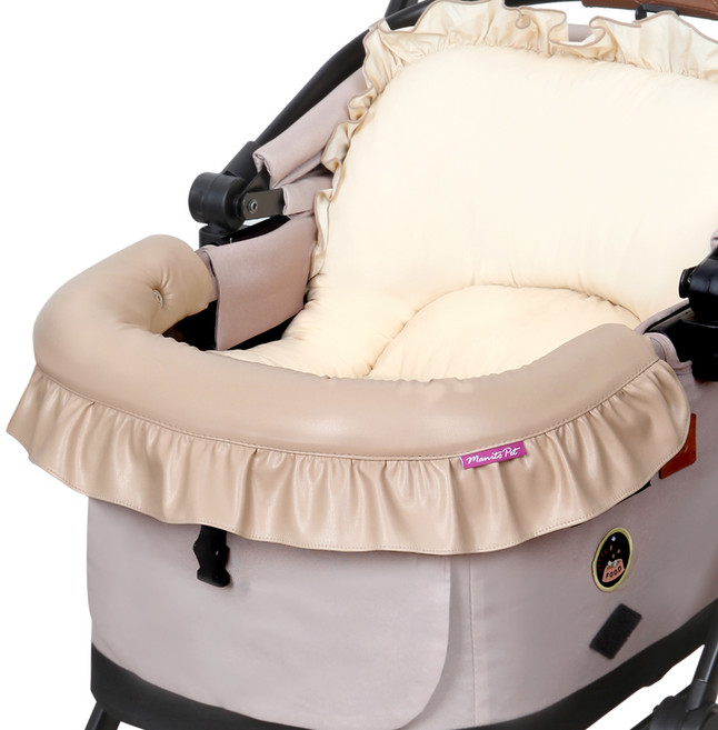 마니또펫 강아지 유모차 스마트범퍼 가드쿠션, 램스킨 프릴 베이지, 1개