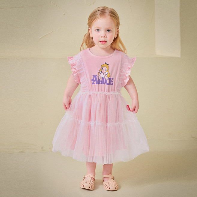 mollimelli 迪士尼女童透氣愛麗絲公主紗洋裝