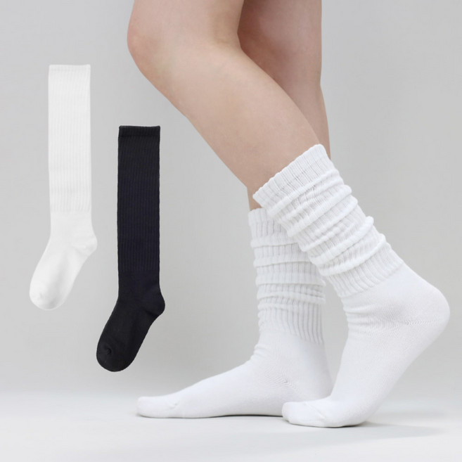 IZILEG 女性羅紋皺褶寬鬆堆堆襪 2雙組