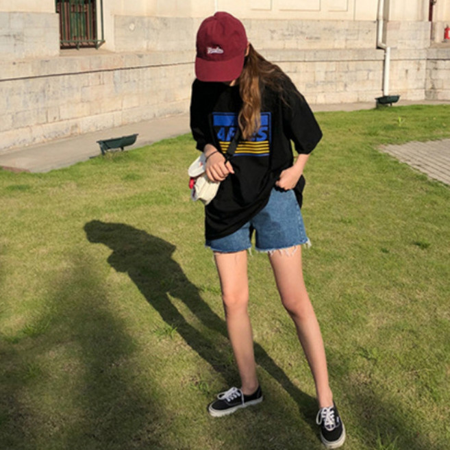 안다로미 여성용 에리즈 빅사이즈 오버핏 나염 티셔츠