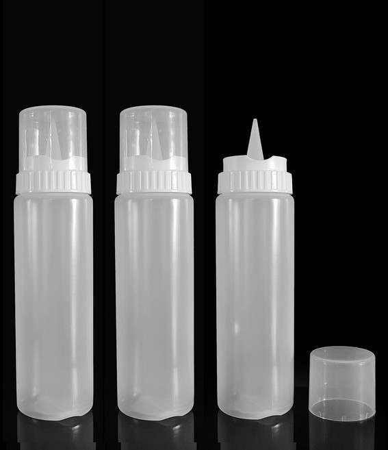 월포 잘라쓰는 1구 실리콘노즐 소스통 싱글, 3개, 470ml