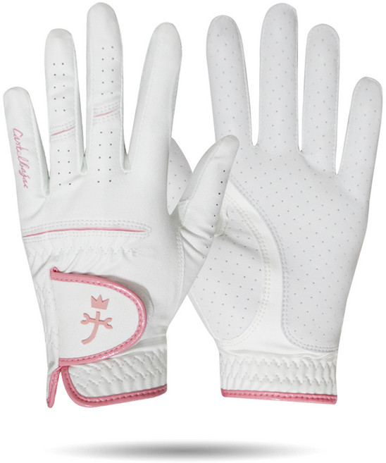 까스텔바작 여성용 반양피 스탠다드 골프 장갑 양손착용, 핑크, 1세트