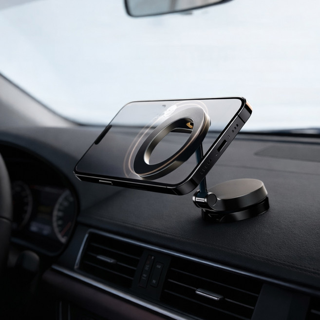 엠노블 폴드링 맥세이프 핸드폰 거치대, 블랙, 1개