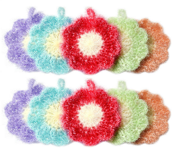 반짝이 아크릴 수세미 플라워, 10개입, 1개