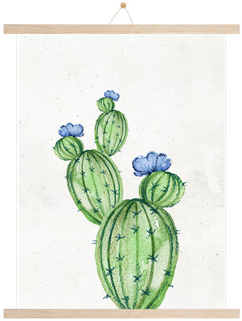 인테리어 선인장F 포스터 + 우드족자 세트, 베이지우드(족자), 랜덤발송(끈)