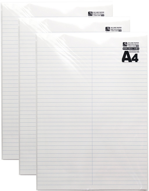 핑크풋 양면에 줄있는 용지 30p, A4, 3개