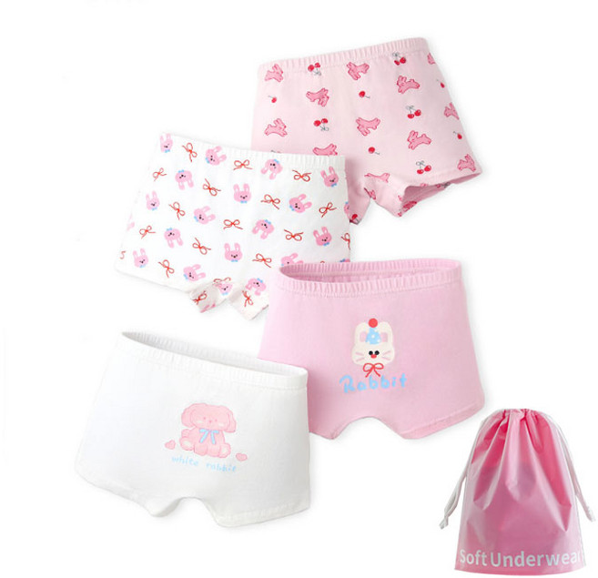 여아용 생일토끼 사각팬티 4종 세트 N172