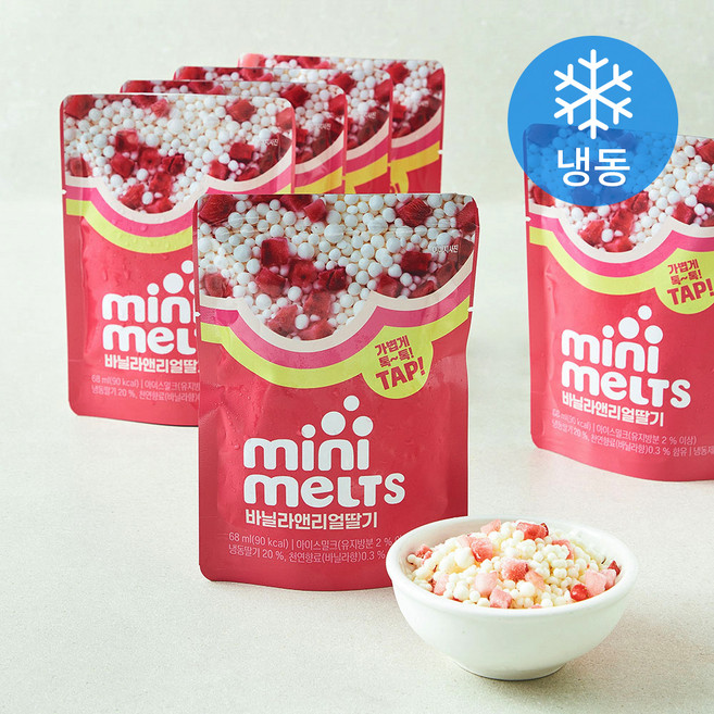 미니멜츠 바닐라 앤 리얼딸기 아이스크림 (냉동), 6개, 1개입, 68ml