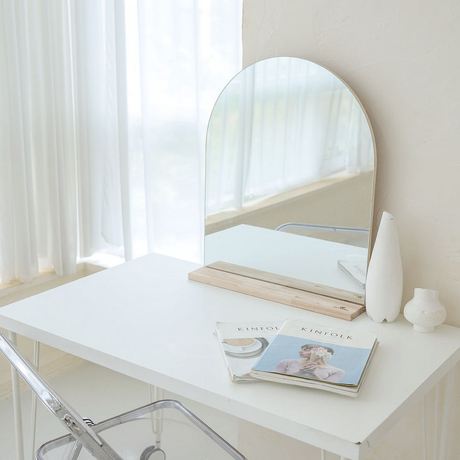 WOOD REPUBLIC 立式層架拱形化妝臺鏡 一般款, 自然色