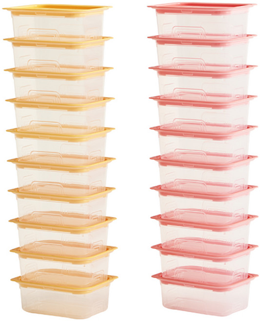 EASY&FREE matban方形密閉容器套裝, 粉紅色 10p + 黃色 10p, 1組