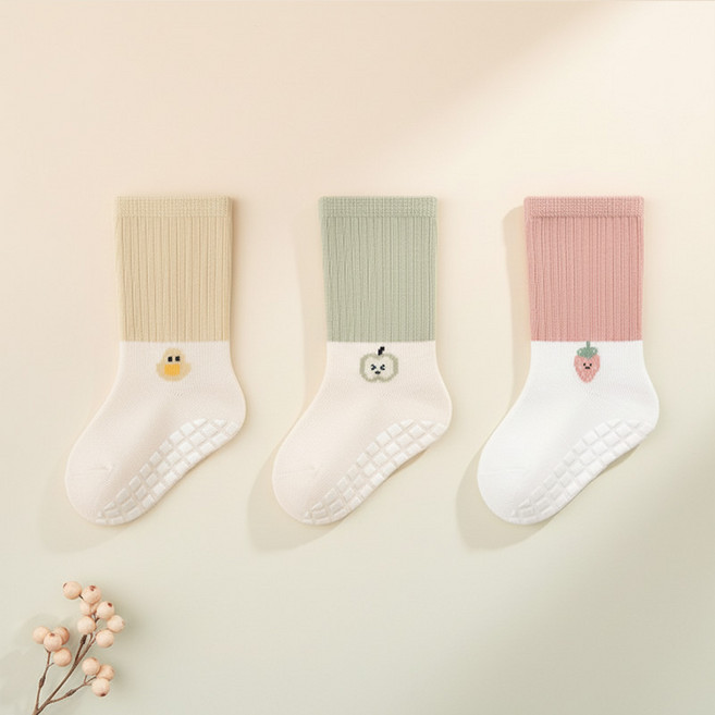 솜니움베베 배색 파스텔팝 논슬립 양말 3종 세트