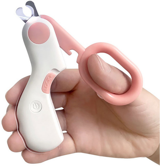 딩동펫 반려동물 LED 안전 발톱깎이 105 x 62 x 15 mm, 핑크, 1개