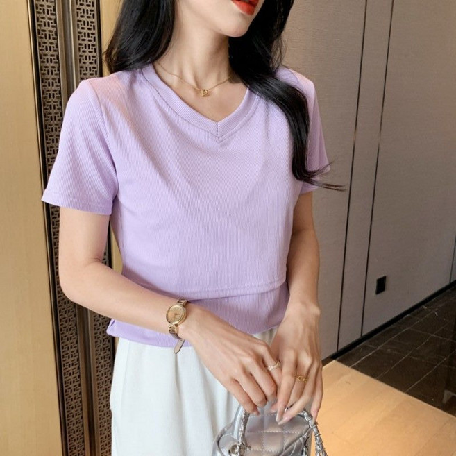 Unhave 粉彩色調孕婦哺乳T恤