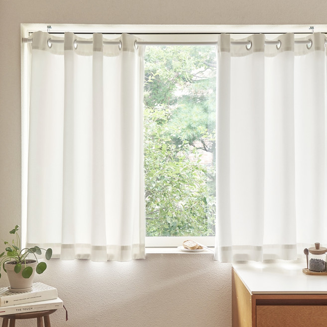 쁘리엘르 그로브 빛차단 사계절 아일렛 암막 커튼 + 자석타이백 세트