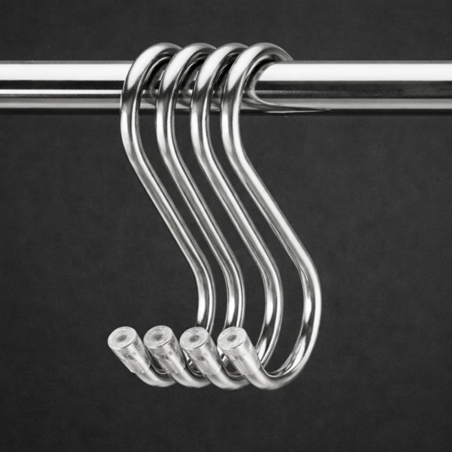 리빙홈디테일 스테인레스 S자 고리 캡형 소형 NXT-002, 실버, 15개