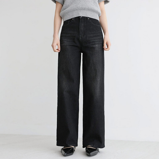 앤드스타일 여성용 롱/기본/숏 기장 딱스판 1탄 인밴딩 스판 와이드 데님 팬츠 264353
