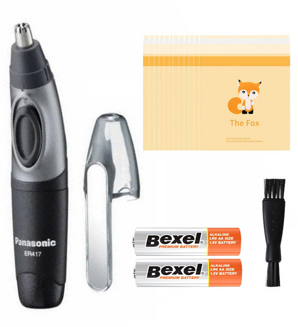 Panasonic 鼻毛耳毛修剪器 ER-417 + AA電池 2入 + 清潔刷 + 多用途黏貼式垃圾袋 15入, 單一顏色